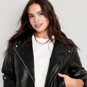 Faux-Leather Biker Jacket for Women